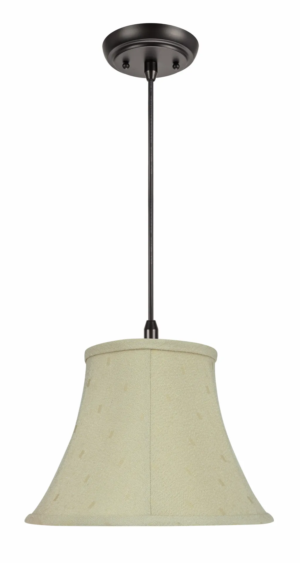 # 70100-11 One-Light Hanging Pendant Ceiling Light with Transitional Bell Fabric Lamp Shade, Camel, 13" width