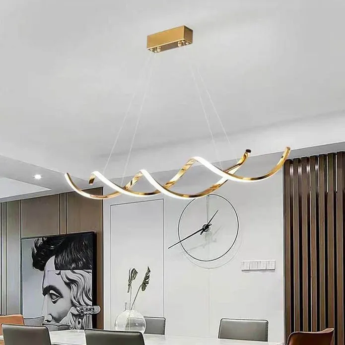 120cm Modern Minimalist Titanium Gold Pendant Light | Adjustable LED Chandelier