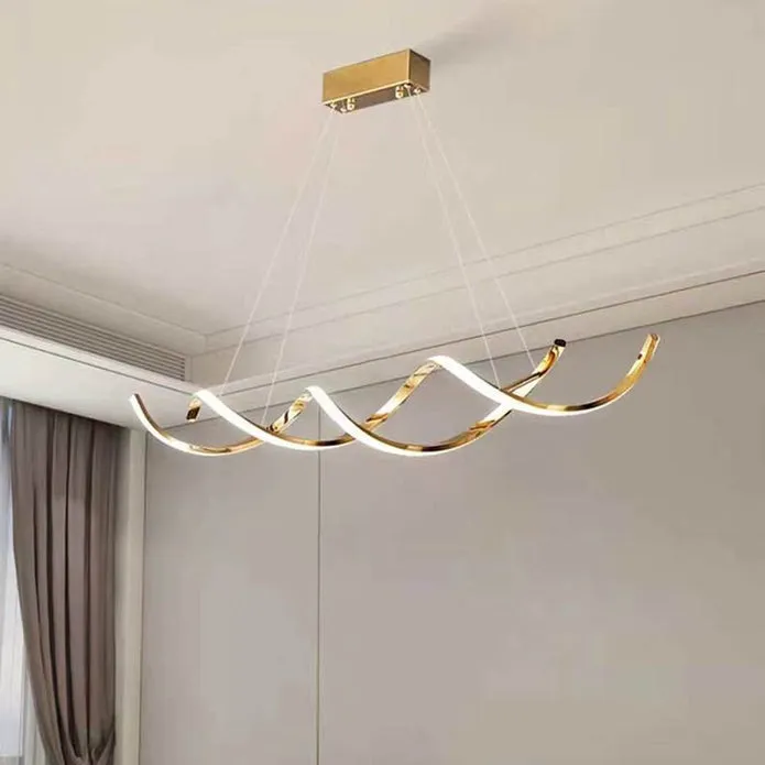 120cm Modern Minimalist Titanium Gold Pendant Light | Adjustable LED Chandelier