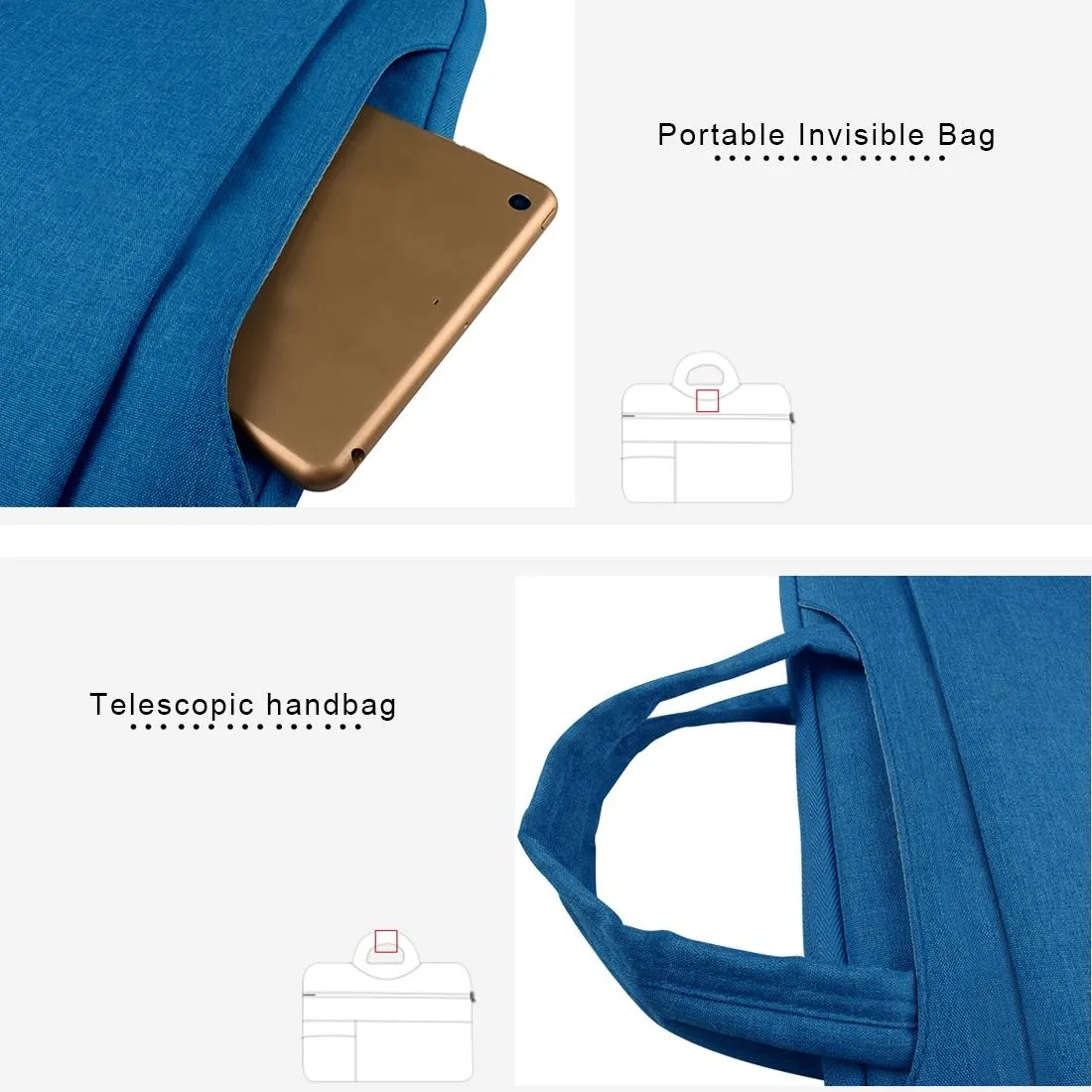 13.3 Inch Laptop Tablet Bag With Multiple Pockets And Soft Oxford Cloth Handle