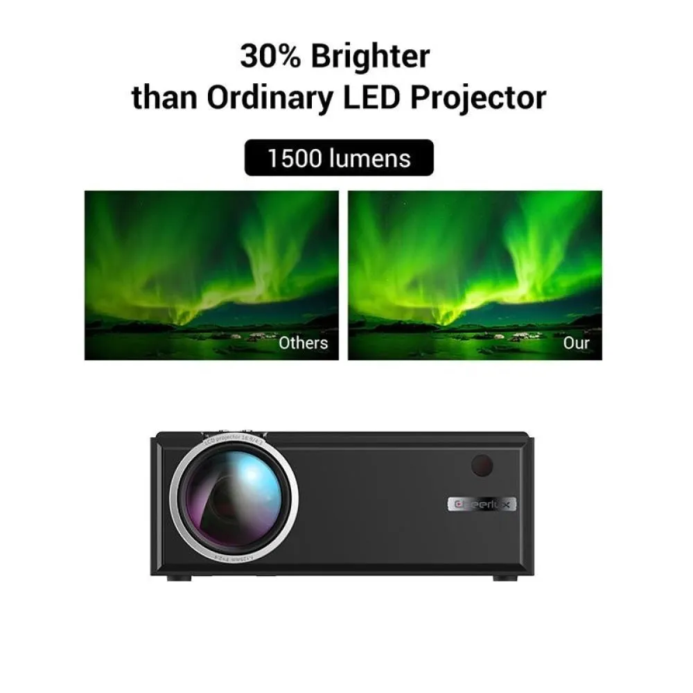1800 Lumens HD WiFi Smart Projector | HDMI / USB / VGA / AV | Black