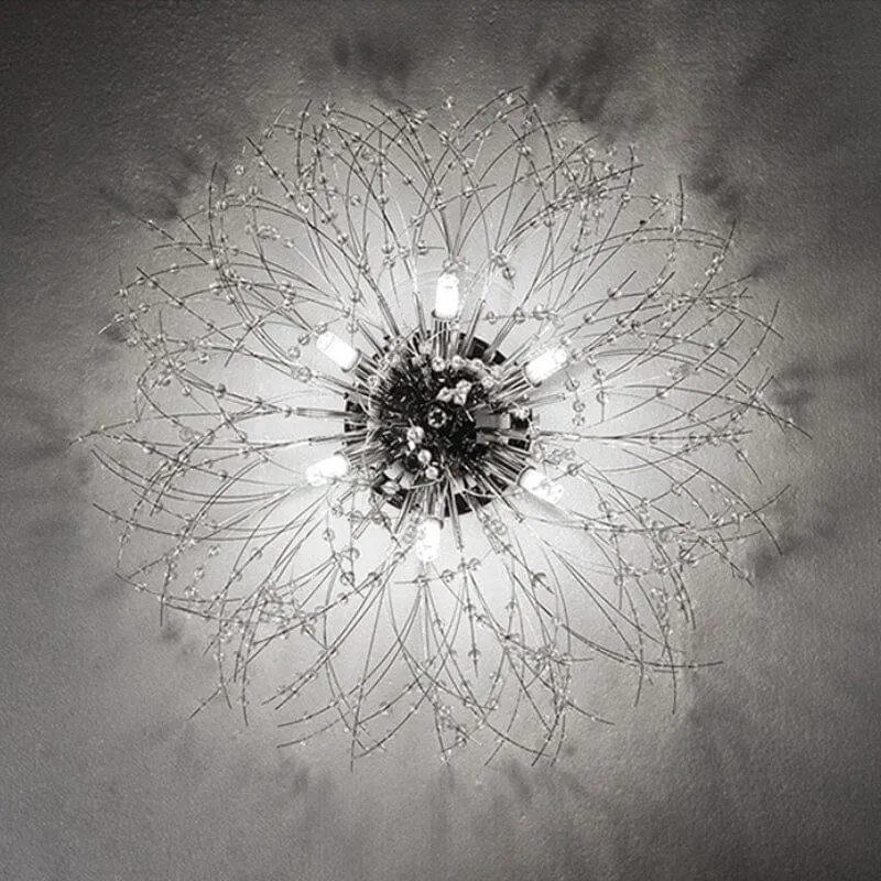 Modern Mid-Century Sputnik Flush Mount Ceiling Light with Elegant Design and Brass Finish