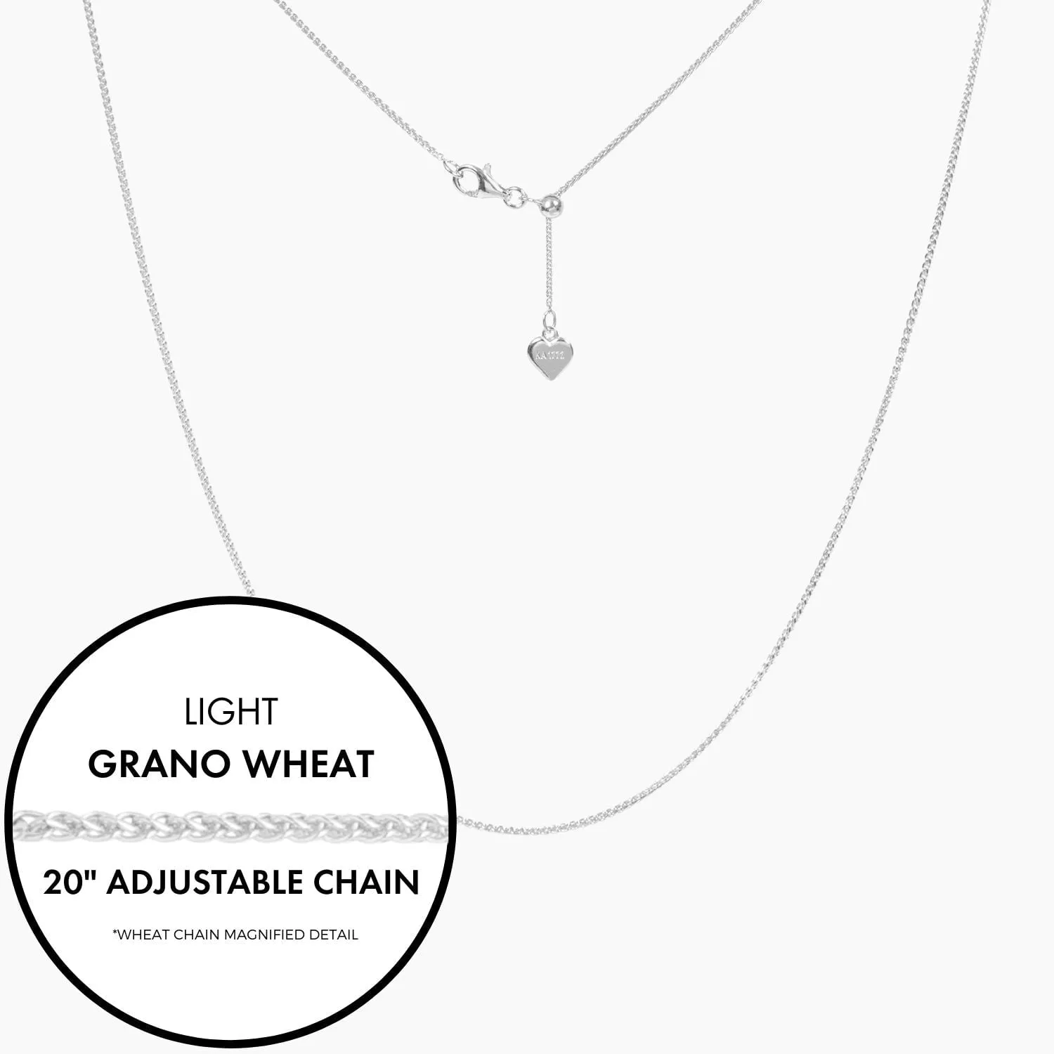 20 Italian Light Grano Wheat Adjustable Chain (Silver)