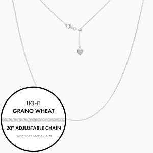 20 Italian Light Grano Wheat Adjustable Chain (Silver)