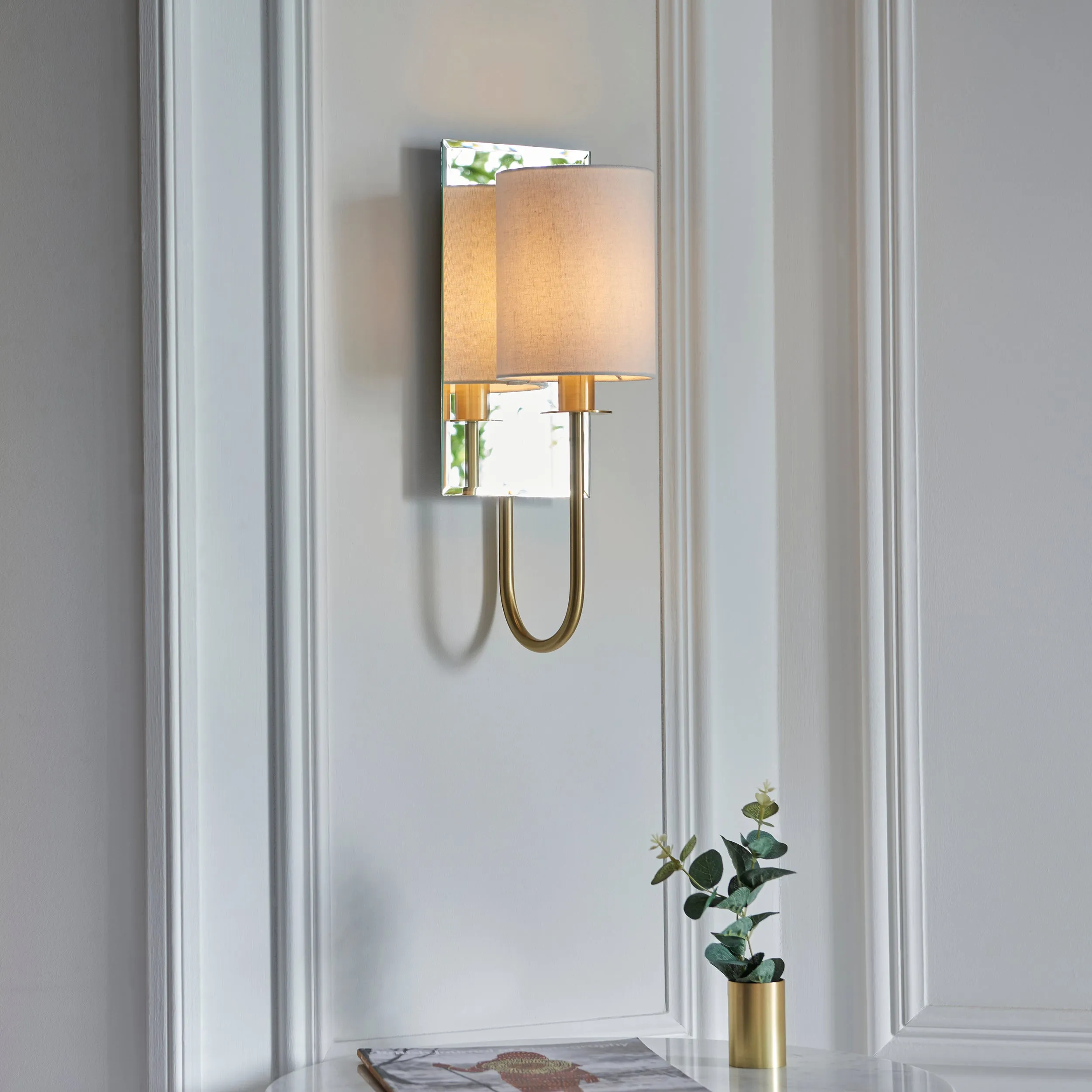 Amos Hades Wall Light Satin Brass with Shade