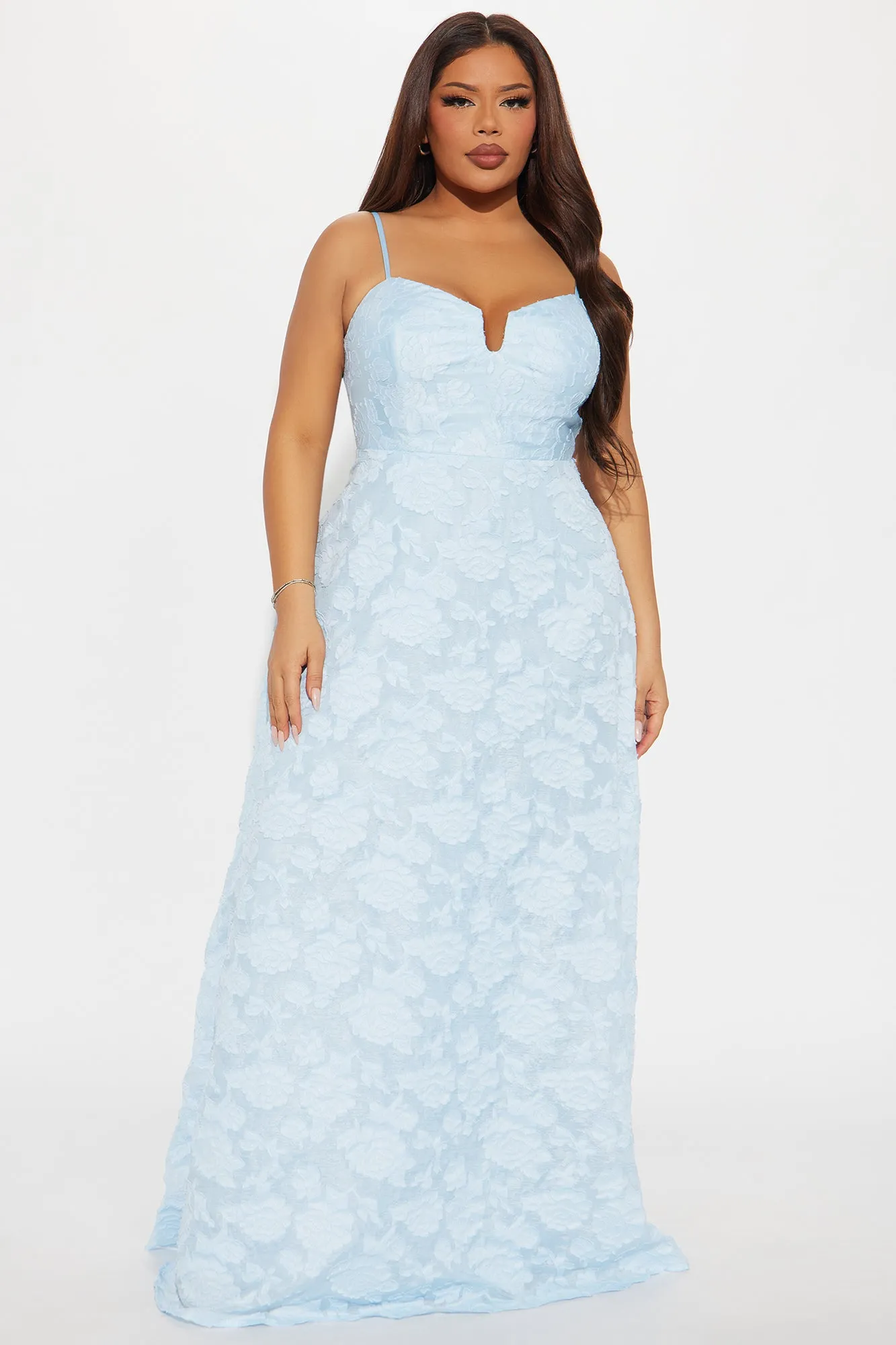 Belle Embroidered Gown - Light Blue