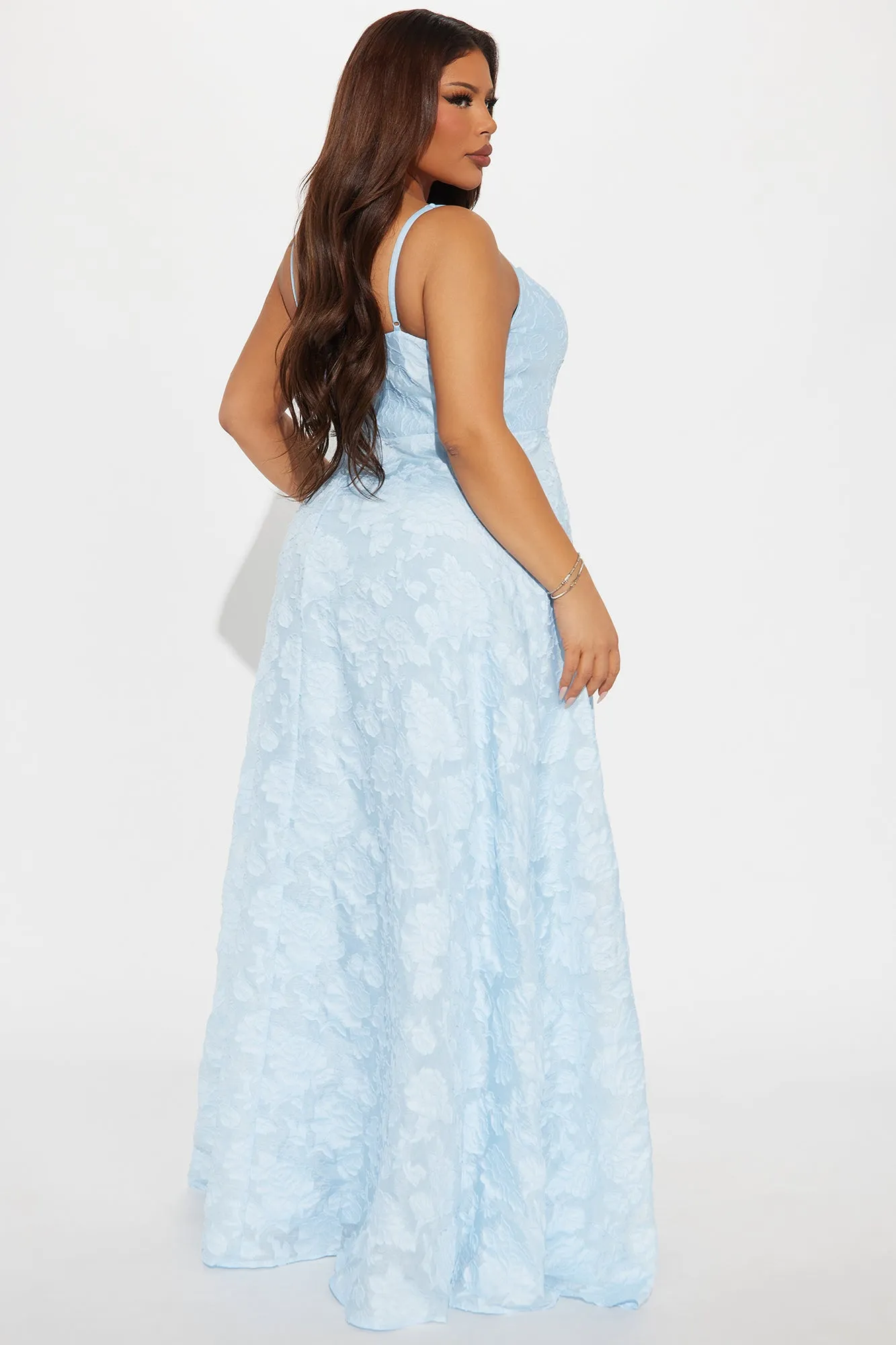 Belle Embroidered Gown - Light Blue
