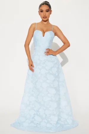 Belle Embroidered Gown - Light Blue