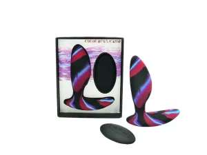 Colourful Camo IDYLIC Remote Control Butt Plug Blue