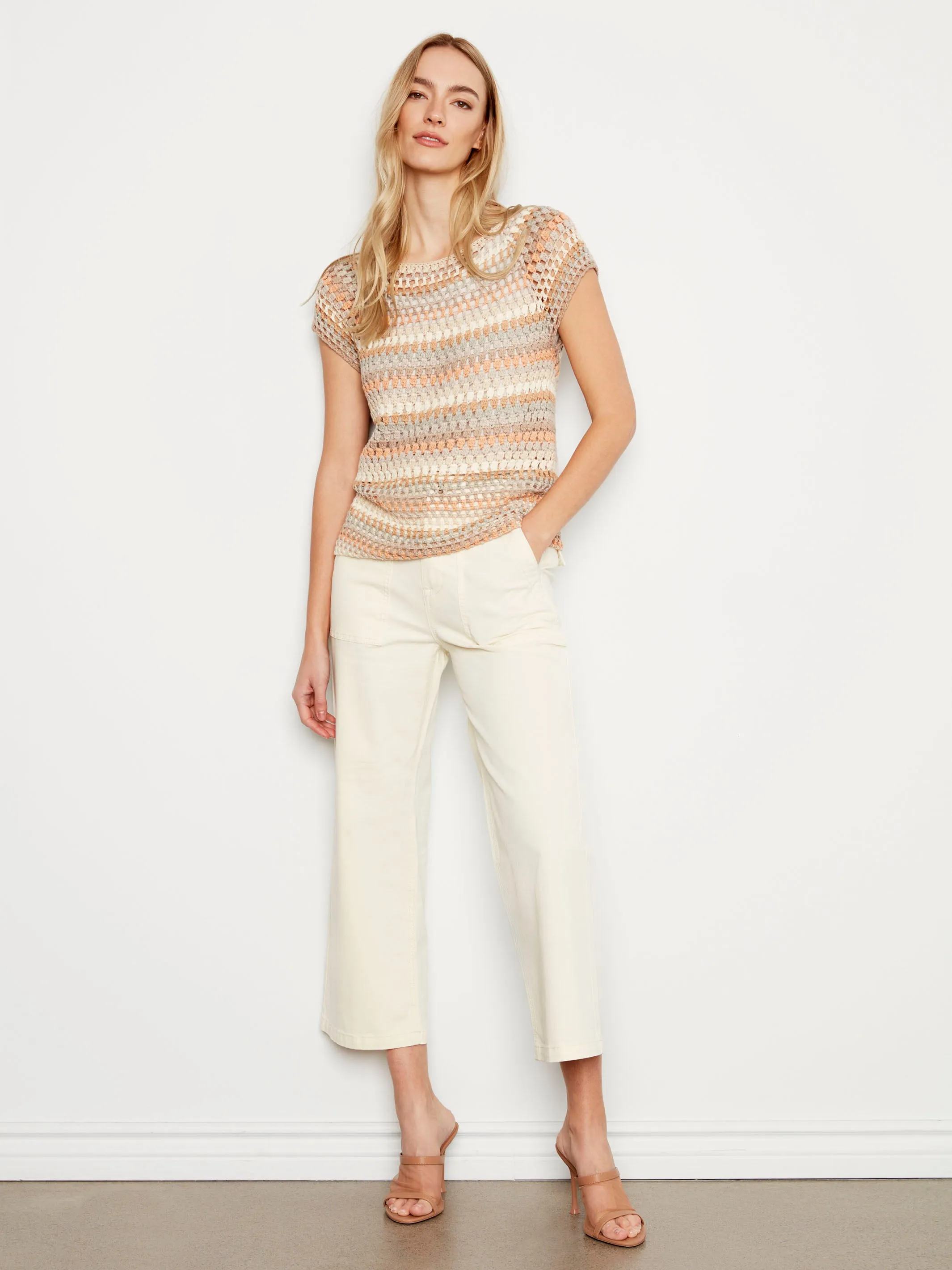 Crochet Cap Sleeve Top - Pebble