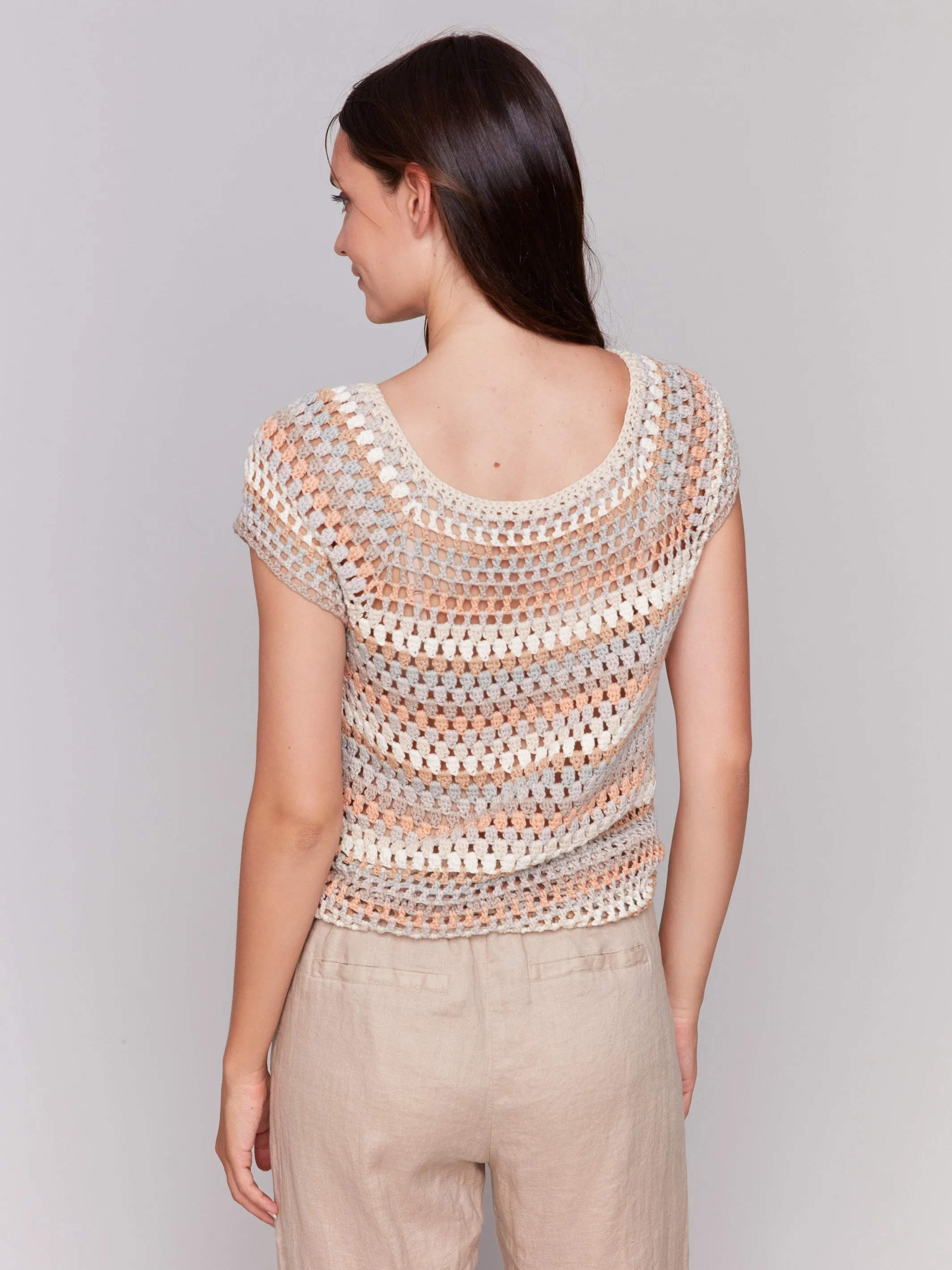 Crochet Cap Sleeve Top - Pebble