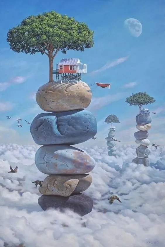 Digital Painting Stone Mountain Modern Home Decoration