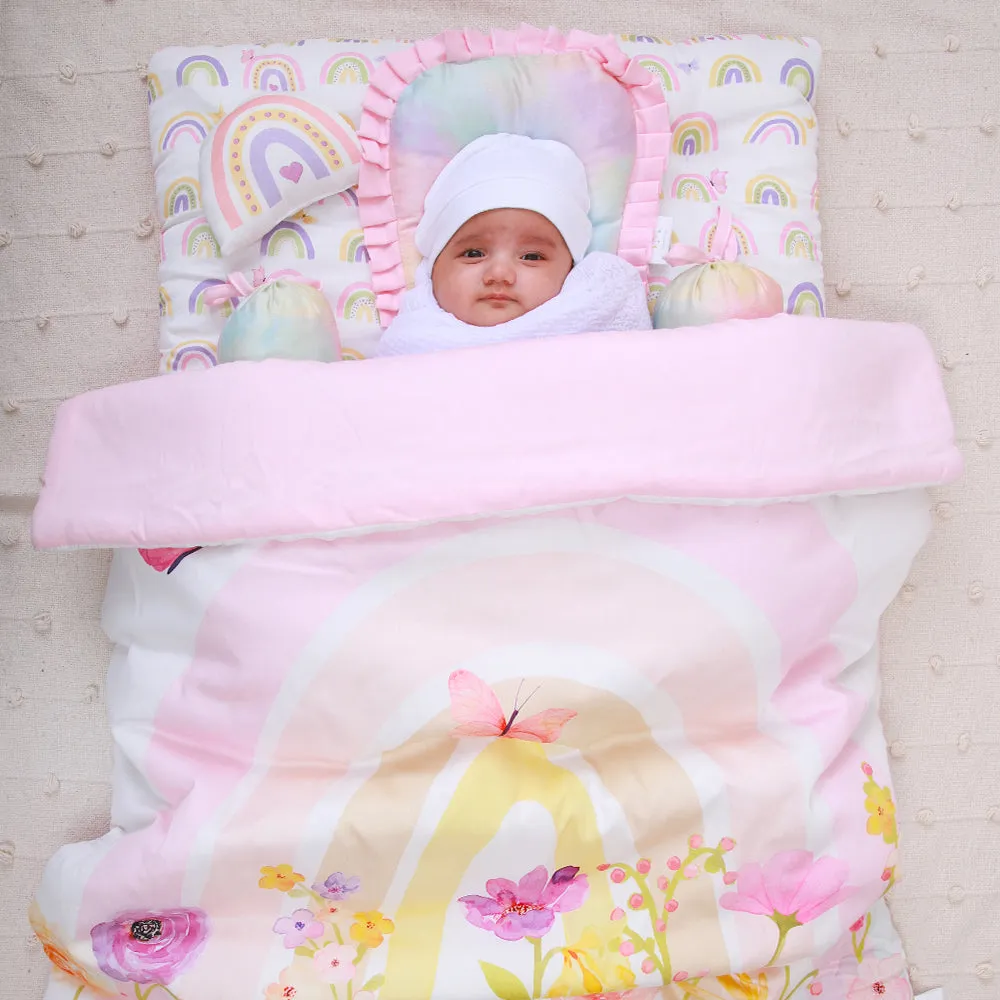 Fancy Fluff 6 Pc Organic New Born Bed Set - Rainbow Dreams
