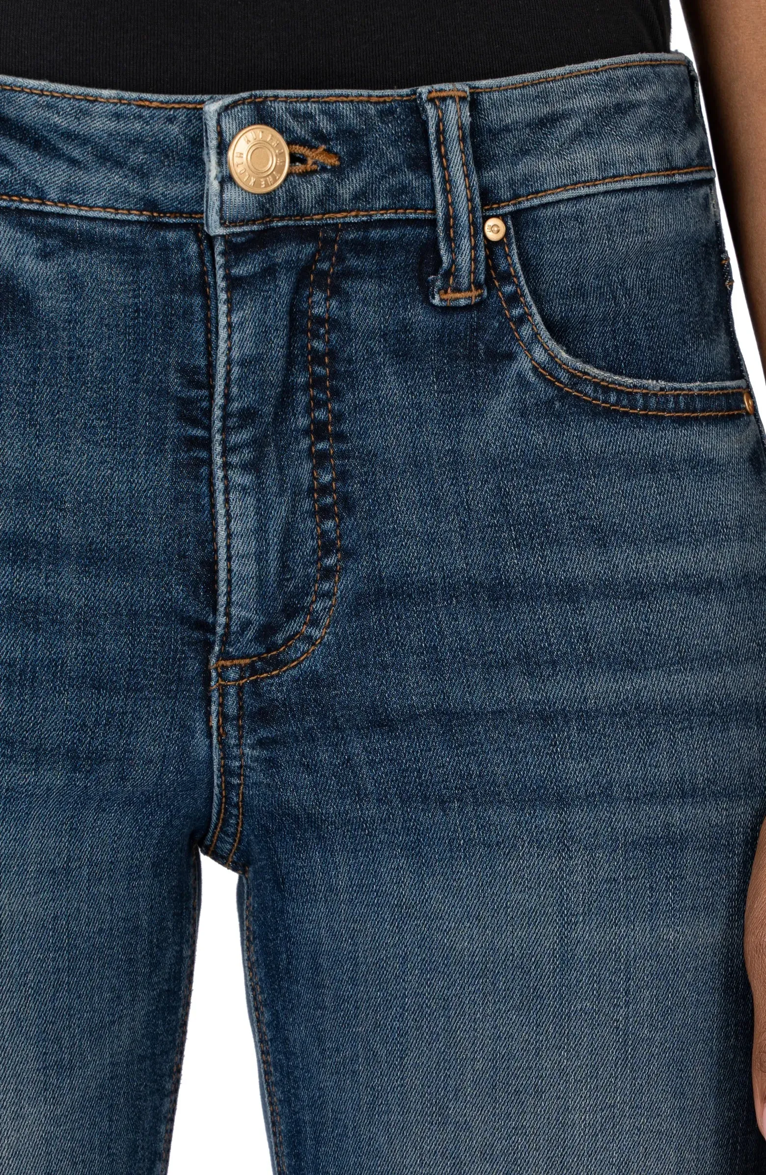 Kut From The Kloth Stella High Rise Fab Ab Flare With Raw Hem In Decent