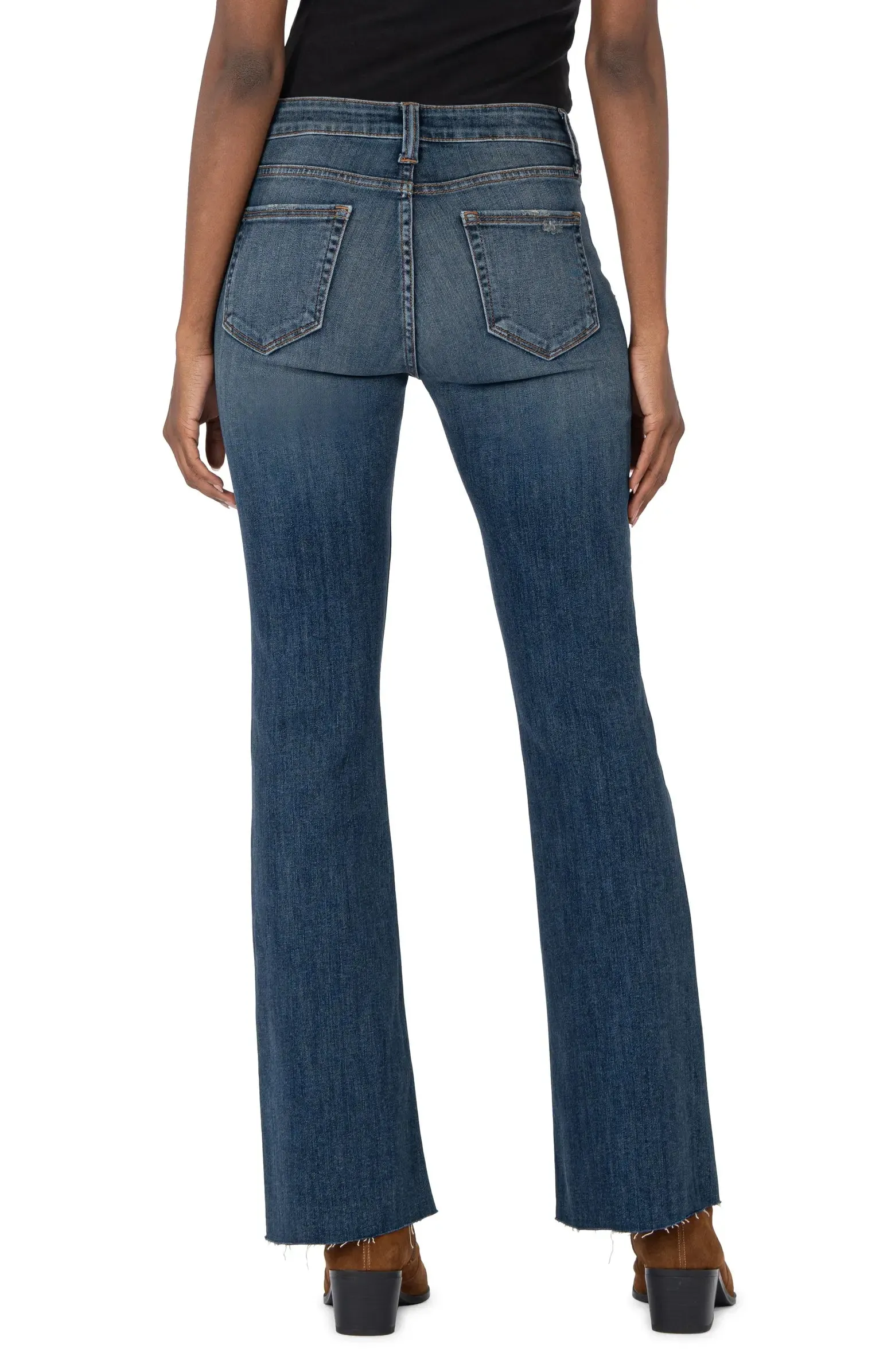 Kut From The Kloth Stella High Rise Fab Ab Flare With Raw Hem In Decent