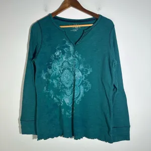 Made for Life Blue Graphic 3/4 Sleeve Blouse