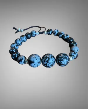 Snowflake Obsidian Adjustable Bracelet