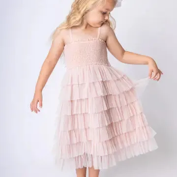 Tulle Tiered Ruffle Dress Light Pink