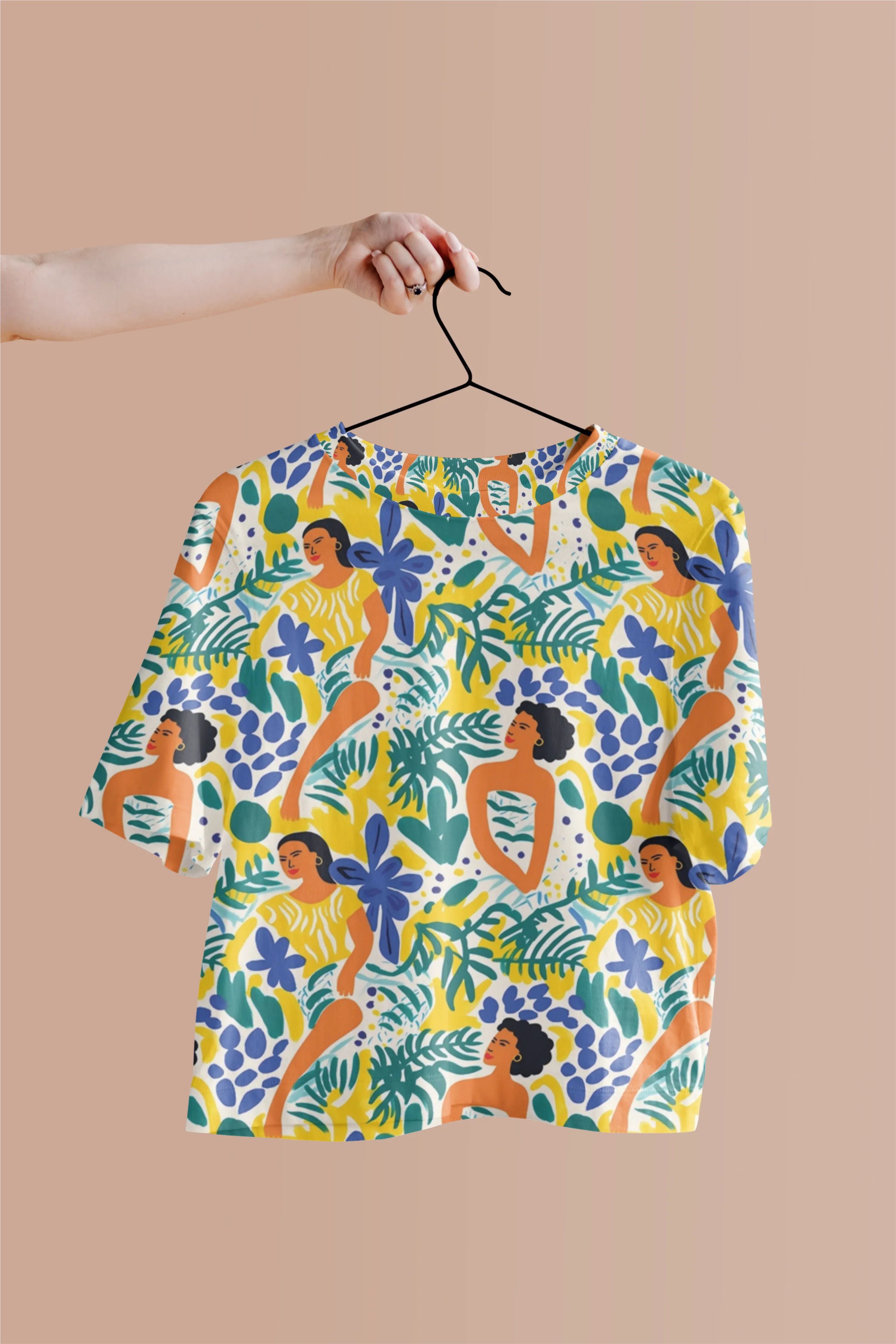 Yellow Reverie Artistic Abstraction Print Crop Top